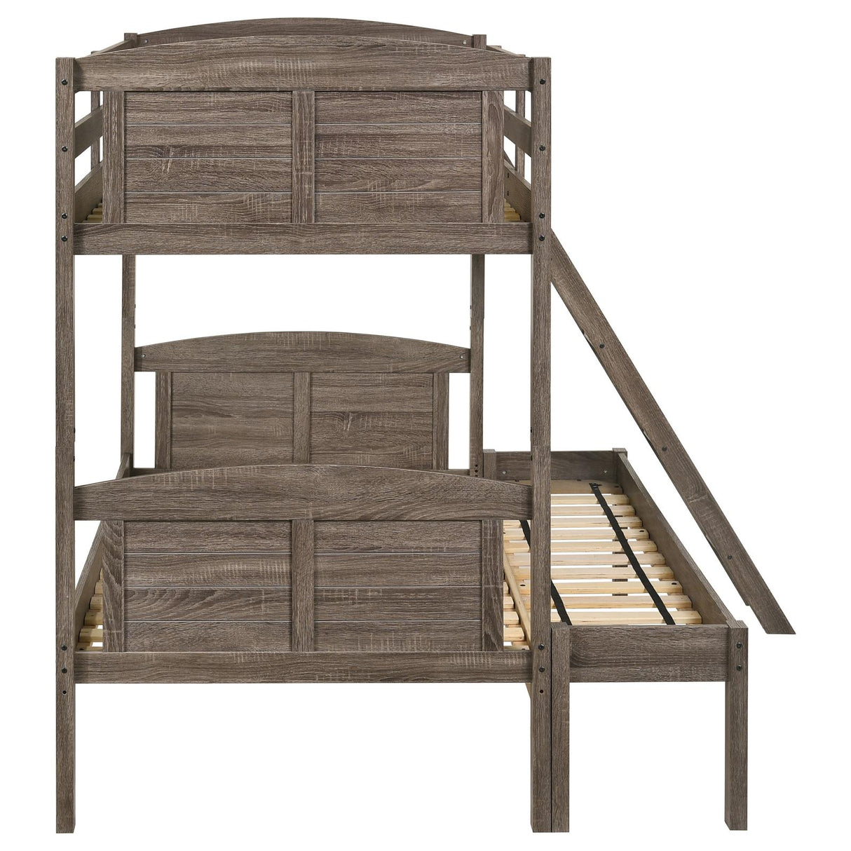 Flynn Weathered Brown Twin over Full Bunk Bed from Coaster - Luna Furniture