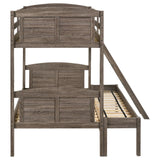 Flynn Weathered Brown Twin over Full Bunk Bed from Coaster - Luna Furniture
