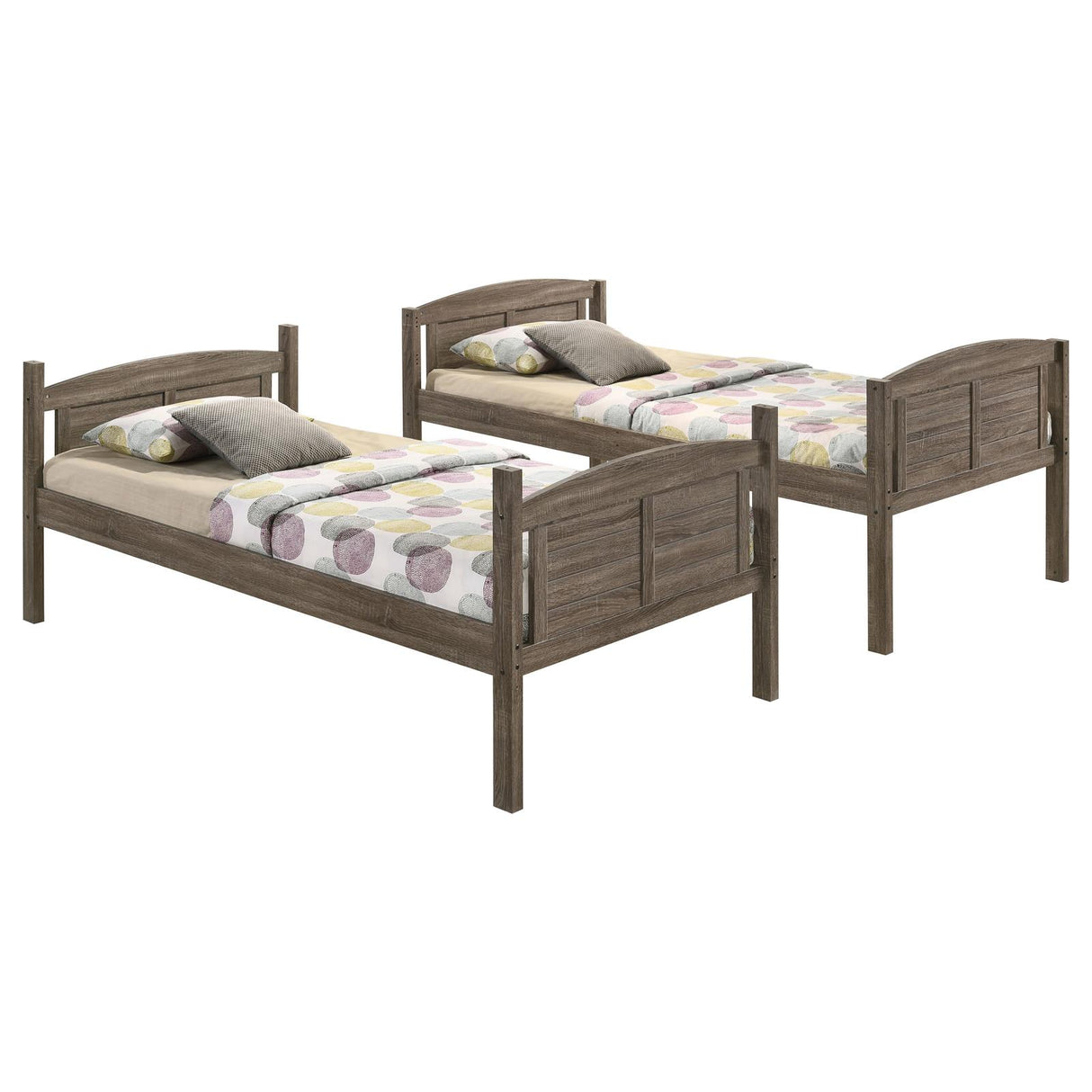 Flynn Weathered Brown Twin over Full Bunk Bed from Coaster - Luna Furniture