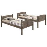 Flynn Weathered Brown Twin over Full Bunk Bed from Coaster - Luna Furniture