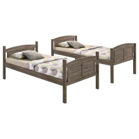 Flynn Weathered Brown Twin over Full Bunk Bed from Coaster - Luna Furniture