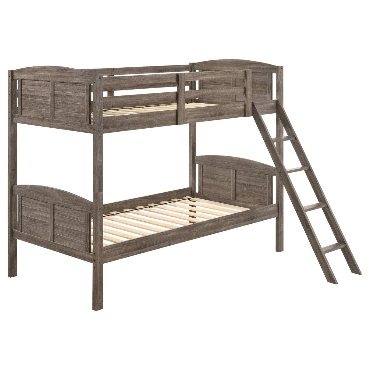 Flynn Weathered Brown Twin over Twin Bunk Bed from Coaster - Luna Furniture