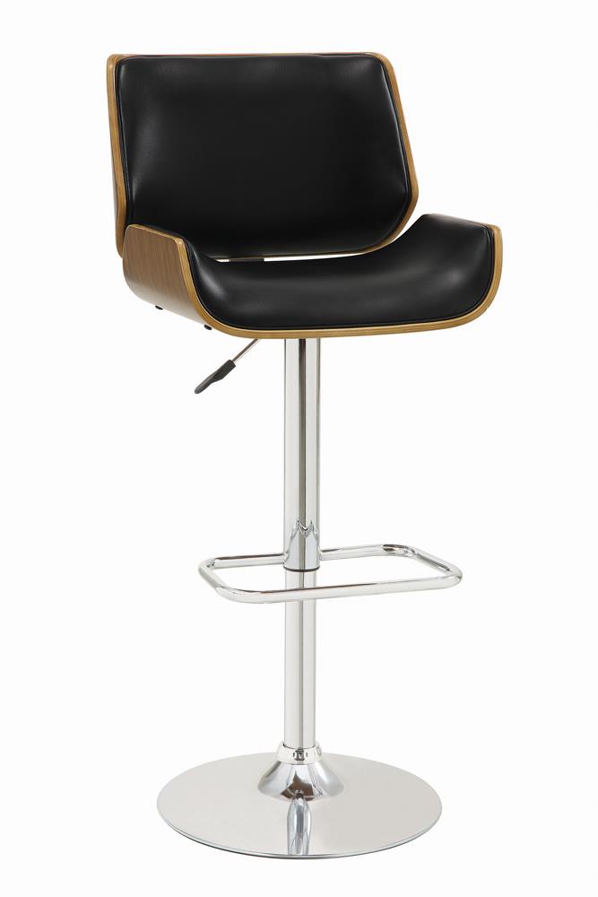 Folsom Black and Chrome Upholstered Adjustable Bar Stool from Coaster - Luna Furniture