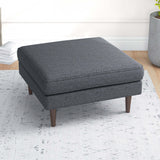 Fordham Dark Grey Linen Square Upholstered Ottoman from Midinmod - Luna Furniture