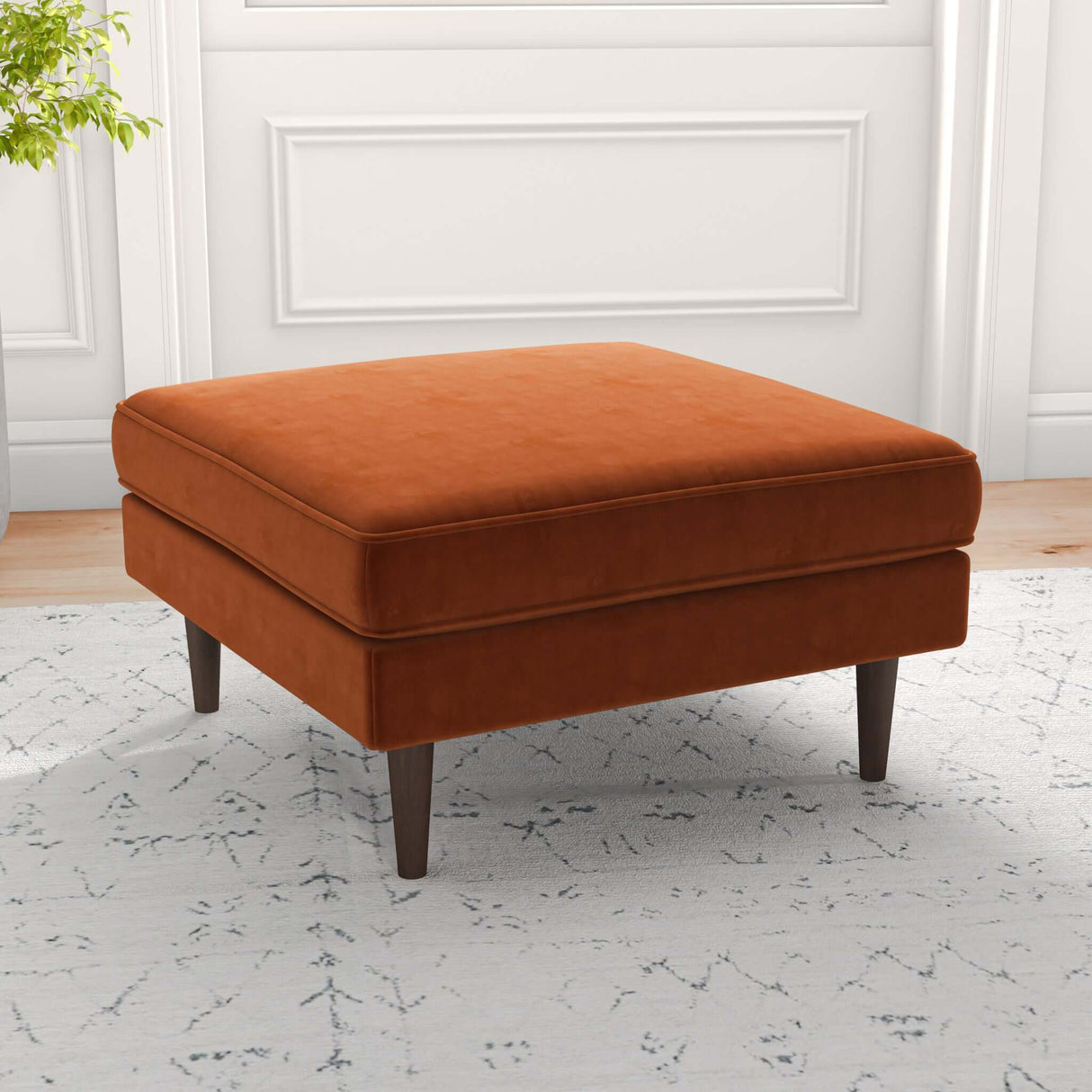 Fordham Light Grey Linen Square Upholstered Ottoman from Midinmod - Luna Furniture