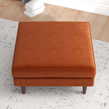 Fordham Light Grey Linen Square Upholstered Ottoman from Midinmod - Luna Furniture