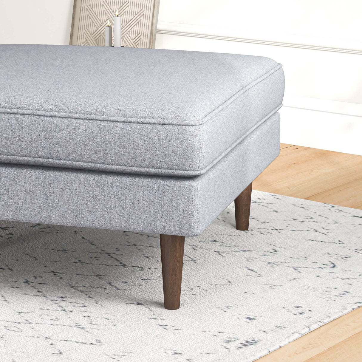 Fordham Light Grey Linen Square Upholstered Ottoman from Midinmod - Luna Furniture