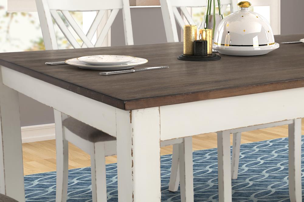 Fortress Chestnut and Vintage White 7-Piece Dining Set from Coaster - Luna Furniture