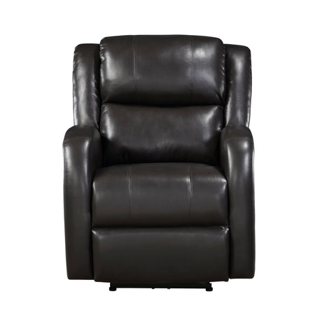 Foxcroft Brown Faux Leather Power Reclining Chair from Homelegance - Luna Furniture