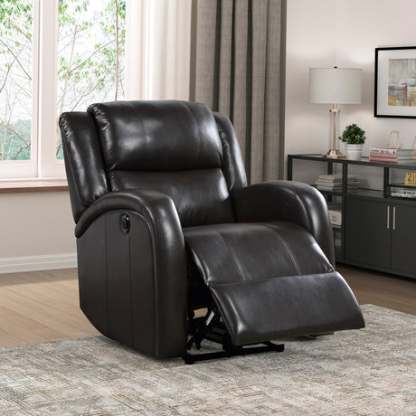 Foxcroft Brown Faux Leather Power Reclining Chair from Homelegance - Luna Furniture
