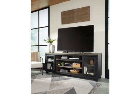 Foyland Black/Brown 83" TV Stand from Ashley - Luna Furniture