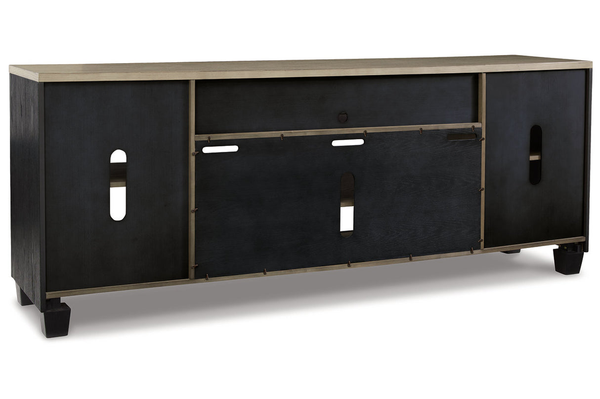 Foyland Black/Brown 83" TV Stand from Ashley Furniture - Luna Furniture