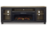 Foyland Black/Brown 83" TV Stand with Electric Fireplace from Ashley Furniture - Luna Furniture