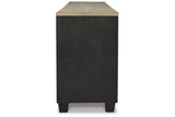 Foyland Black/Brown 83" TV Stand with Electric Fireplace from Ashley Furniture - Luna Furniture