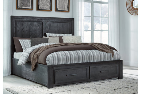 Foyland Black/Brown King Storage Platform Bed from Ashley - Luna Furniture