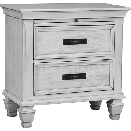 Franco Antique White 2-Drawer Nightstand from Coaster - Luna Furniture
