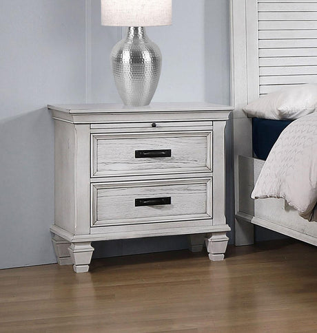 Franco Antique White 2-Drawer Nightstand from Coaster - Luna Furniture