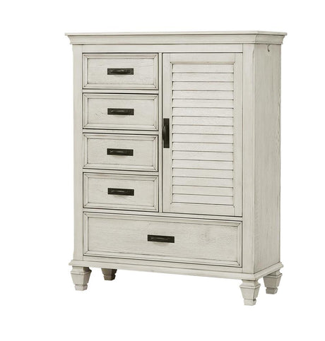 Franco Antique White 5-Drawer Door Chest from Coaster - Luna Furniture