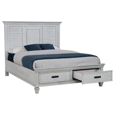 Franco Antique White Eastern King Storage Bed from Coaster - Luna Furniture