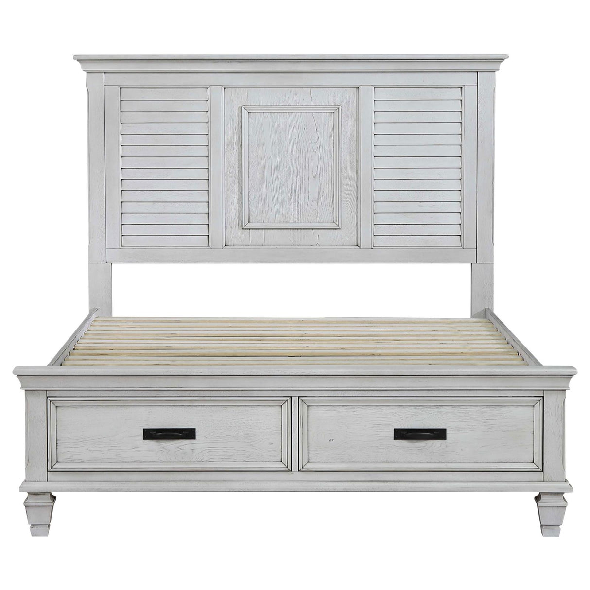 Franco Antique White Eastern King Storage Bed from Coaster - Luna Furniture
