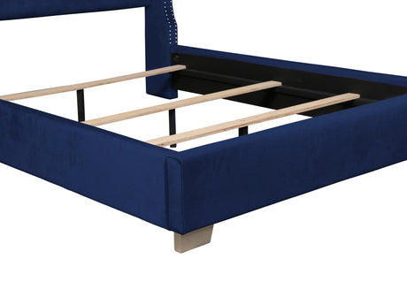 Franco Blue Velvet King Upholstered Bed from Homelegance - Luna Furniture