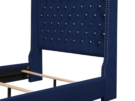 Franco Blue Velvet King Upholstered Bed from Homelegance - Luna Furniture