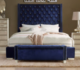 Franco Blue Velvet Storage Bench from Homelegance - Luna Furniture