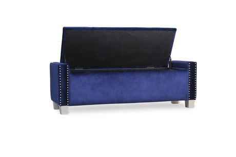 Franco Blue Velvet Storage Bench from Homelegance - Luna Furniture
