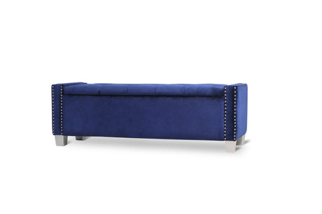 Franco Blue Velvet Storage Bench from Homelegance - Luna Furniture