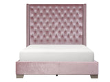 Franco Pink Velvet King Upholstered Bed from Homelegance - Luna Furniture