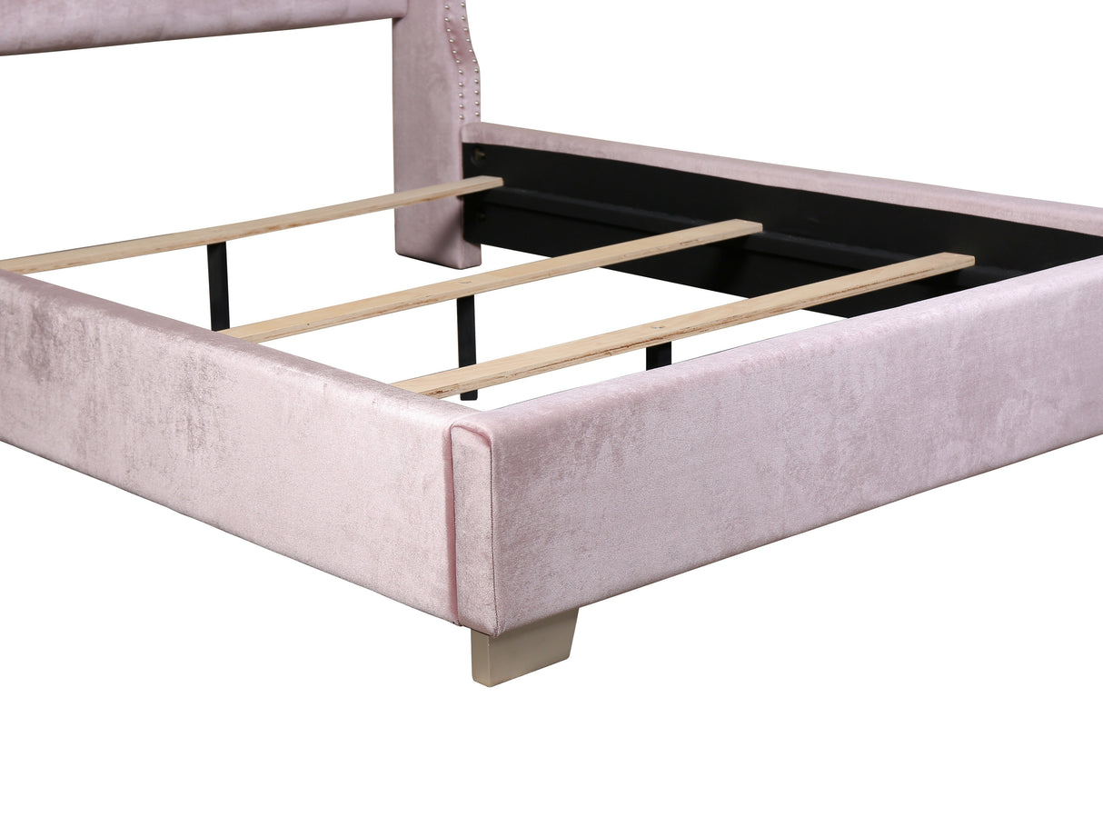 Franco Pink Velvet King Upholstered Bed from Homelegance - Luna Furniture