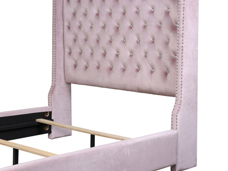 Franco Pink Velvet King Upholstered Bed from Homelegance - Luna Furniture