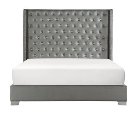 Franco Silver King Upholstered Bed from Homelegance - Luna Furniture