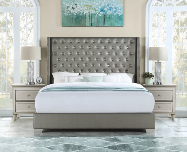Franco Silver King Upholstered Bed