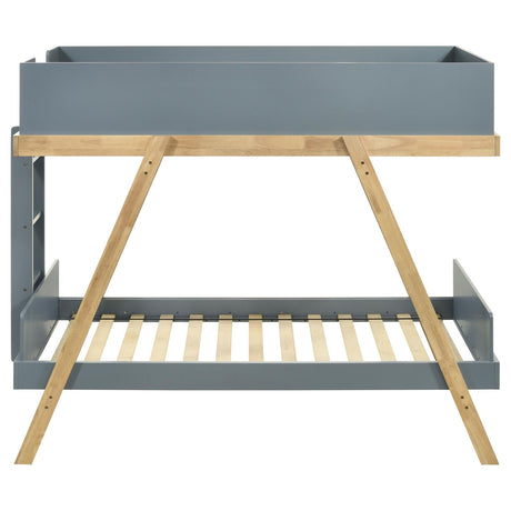 Frankie Van Courtland Blue and Natural Wood Twin Over Twin Bunk Bed from Coaster - Luna Furniture