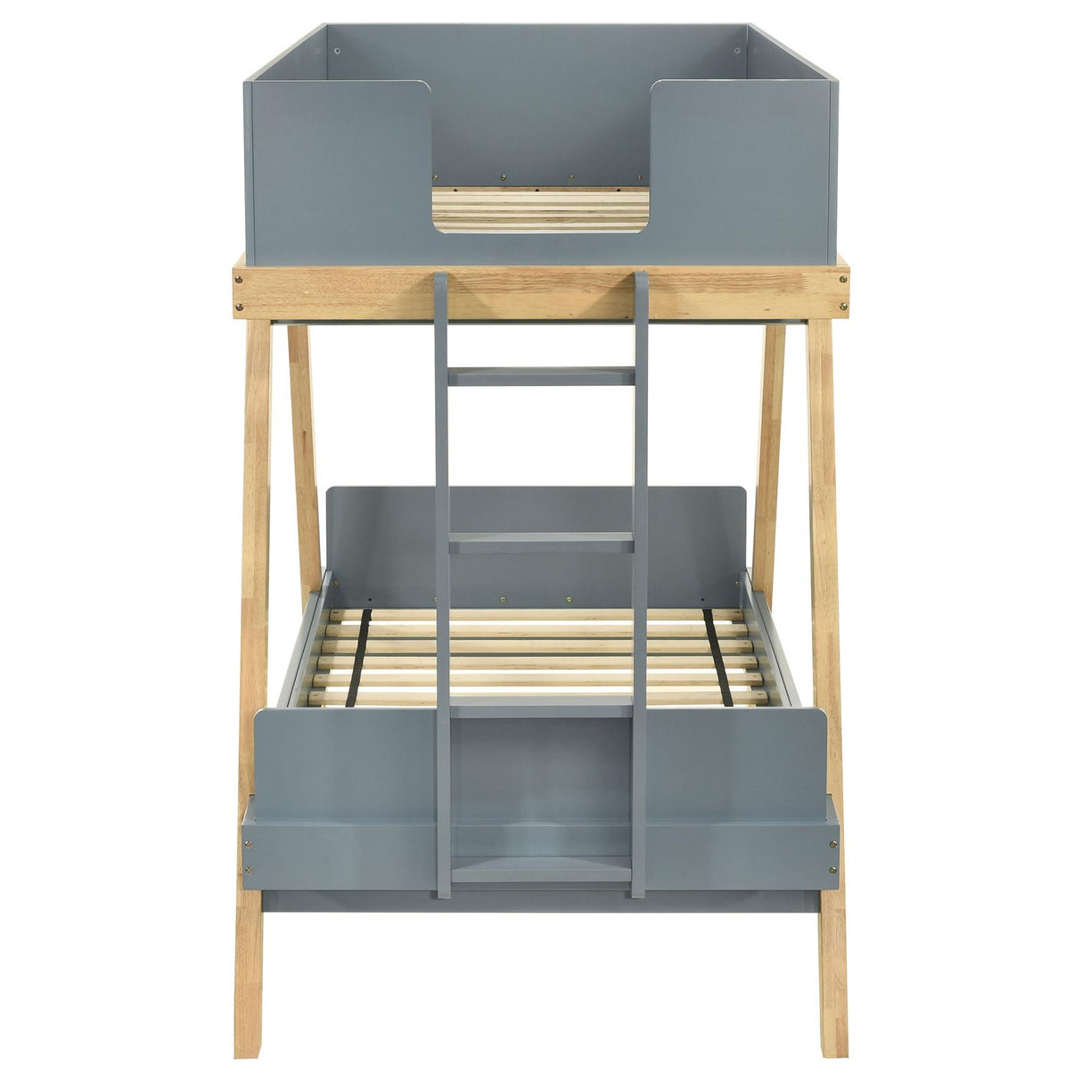 Frankie Van Courtland Blue and Natural Wood Twin Over Twin Bunk Bed from Coaster - Luna Furniture