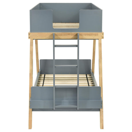 Frankie Van Courtland Blue and Natural Wood Twin Over Twin Bunk Bed from Coaster - Luna Furniture