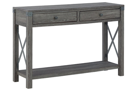Freedan Grayish Brown Sofa/Console Table from Ashley - Luna Furniture