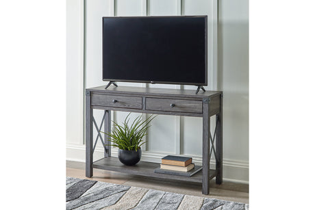 Freedan Grayish Brown Sofa/Console Table from Ashley - Luna Furniture