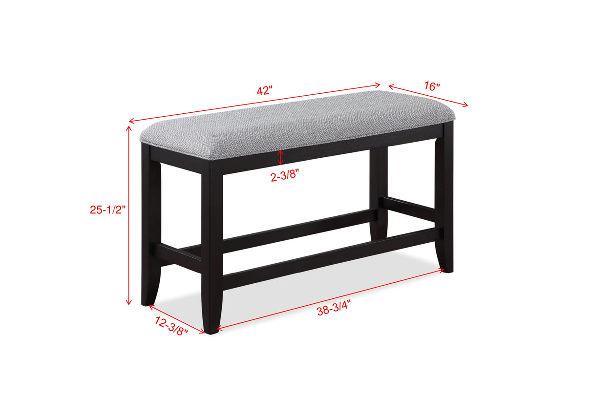 Frey Black/Gray Counter Height Dining Bench from Crown Mark - Luna Furniture