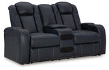 Fyne-Dyme Sapphire Power Reclining Loveseat with Console from Ashley - Luna Furniture