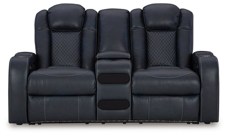 Fyne-Dyme Sapphire Power Reclining Loveseat with Console from Ashley - Luna Furniture