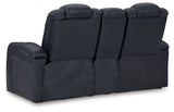 Fyne-Dyme Sapphire Power Reclining Loveseat with Console from Ashley - Luna Furniture
