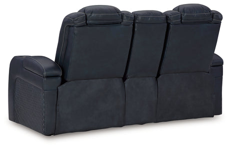 Fyne-Dyme Sapphire Power Reclining Loveseat with Console from Ashley - Luna Furniture