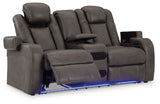 Fyne-Dyme Shadow Power Reclining Loveseat with Console from Ashley - Luna Furniture