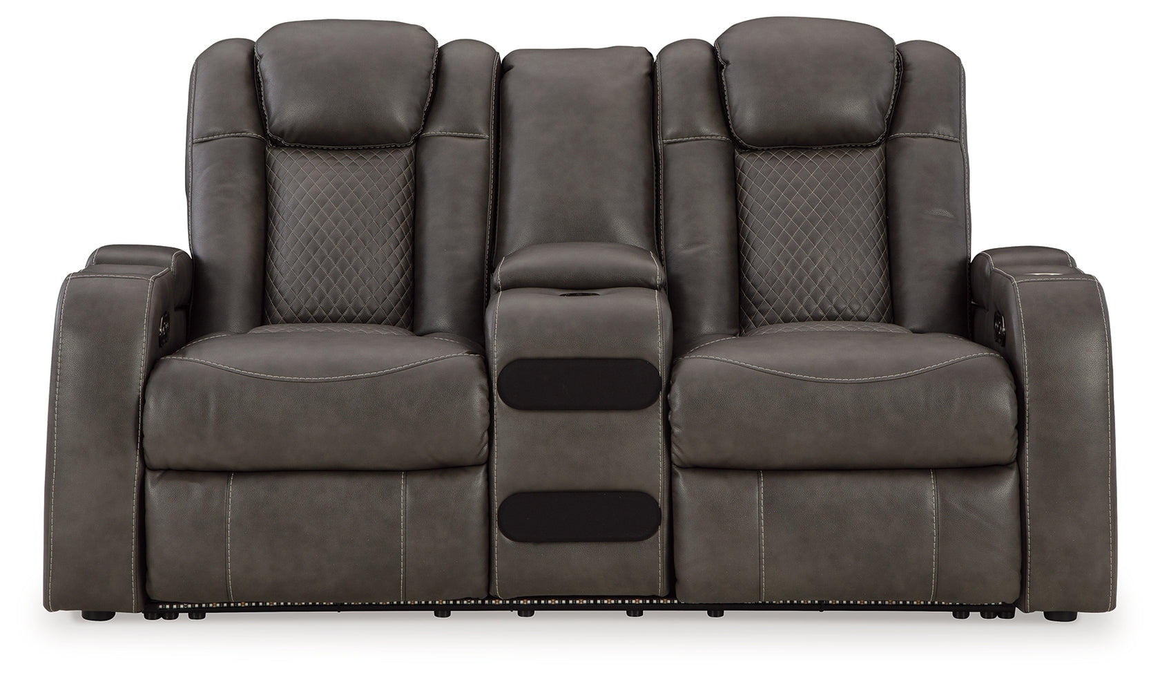 Fyne-Dyme Shadow Power Reclining Loveseat with Console from Ashley - Luna Furniture