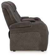 Fyne-Dyme Shadow Power Reclining Loveseat with Console from Ashley - Luna Furniture