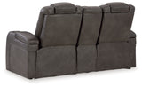 Fyne-Dyme Shadow Power Reclining Loveseat with Console from Ashley - Luna Furniture