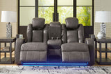 Fyne-Dyme Shadow Power Reclining Loveseat with Console from Ashley - Luna Furniture