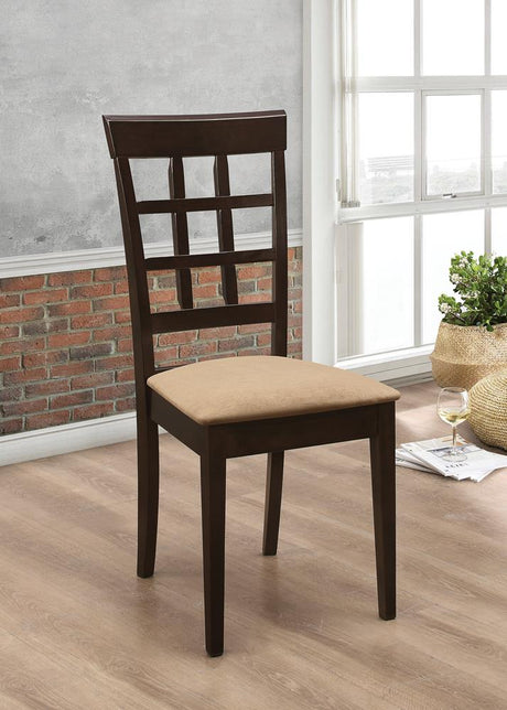 Gabriel Cappuccino and Tan Lattice Back Side Chairs, Set of 2 from Coaster - Luna Furniture